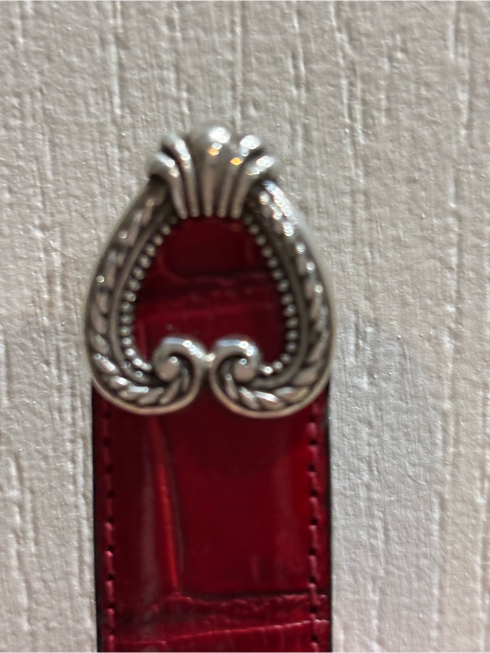 Reversible Brighton Red or Black Leather Belt with Silver  Accents - Picture 5 of 11